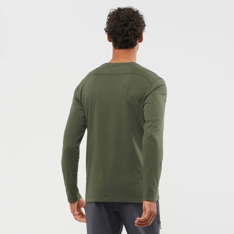 Pánské Tričko Salomon Essential Long Sleeve Olivy Zelené | CZ 64OLPKI